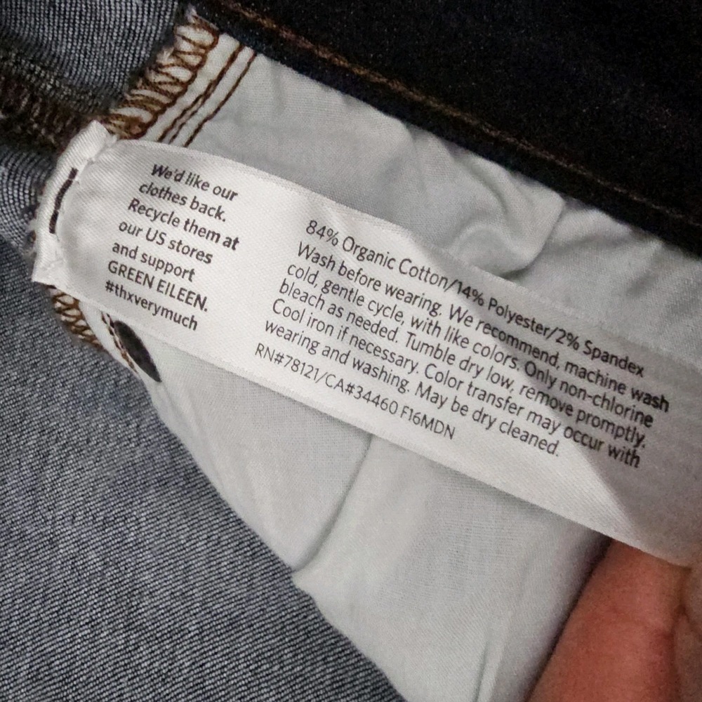 EILEEN FISHER Organic Cotton Stretch Skinny Soft Denim Blue Jeans Size 6 Petite - Picture 8 of 8